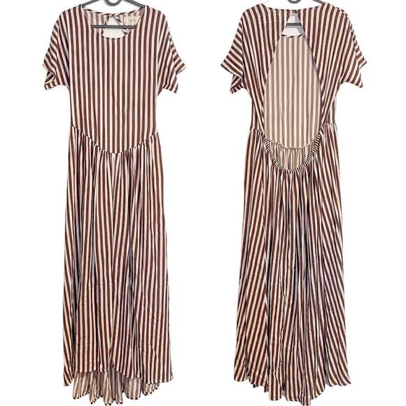 Jens Pirate Booty French Stripe Navi Maxi Dress L - Picture 3 of 9
